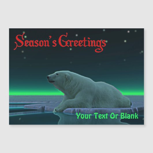 Grüße der Saison - Eiskantenpolarbär Magnetkarte (Vorderseite)