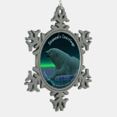 Grüße der Saison - Eiskantenpolarbär Schneeflocken Zinn-Ornament (Links)