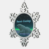 Grüße der Saison - Eiskantenpolarbär Schneeflocken Zinn-Ornament (Rechts)