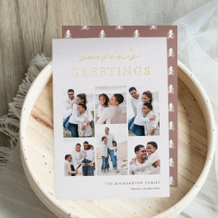 Grüße der Saison Elegant 6 Foto Collage Folien Feiertagskarte
