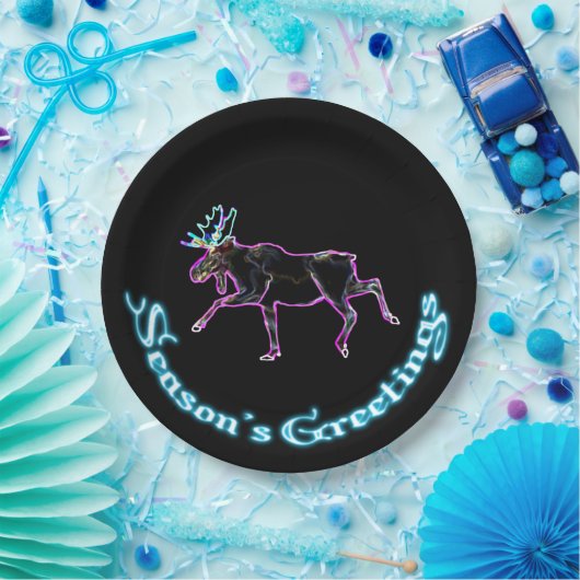 Grüße der Saison - Elektrische Elche Pappteller (Party)