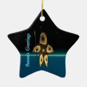 Grüße der Saison - Fraktal Inuit Hunter Keramik Ornament (Vorne)