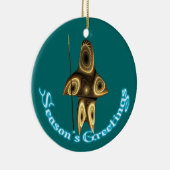 Grüße der Saison - Fraktal Inuit Hunter Keramik Ornament (Rechts)