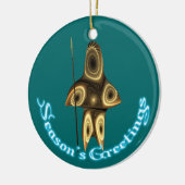 Grüße der Saison - Fraktal Inuit Hunter Keramik Ornament (Links)
