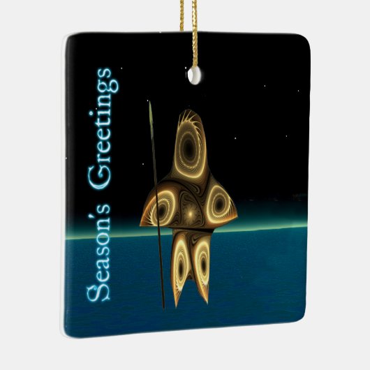 Grüße der Saison - Fraktal Inuit Hunter Keramikornament (Rechts)