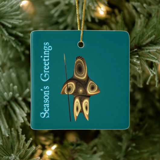 Grüße der Saison - Fraktal Inuit Hunter Keramikornament (Baum)