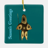 Grüße der Saison - Fraktal Inuit Hunter Keramikornament (Vorderseite)