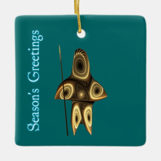 Grüße der Saison - Fraktal Inuit Hunter Keramikornament (Vorderseite)