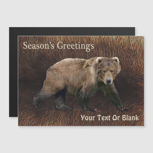Grüße der Saison - Kodiak-Bär auf Karibik-Pelz Magnetkarte (Vorne/Hinten)