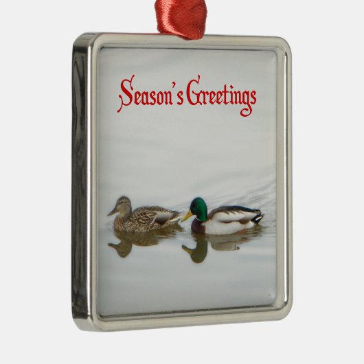 Grüße der Saison - Mallards Silbernes Ornament (Rechts)