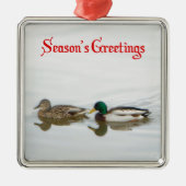 Grüße der Saison - Mallards Silbernes Ornament (Vorne)