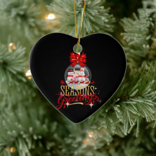 Grüße der Saison: Mit Freude teilen Keramik Ornament