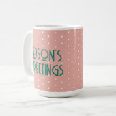 Grüße der Saison mit Punkten Kaffeetasse (Vorderseite Links)