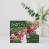 Grüße der Saison Modernes 2-FOTO Gruß Postkarte (Stehend Vorderseite)