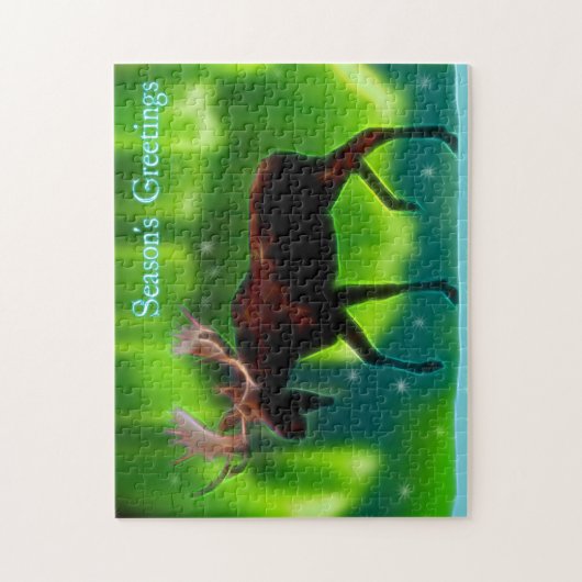 Grüße der Saison - Nordlichter Elche Puzzle (Vertikal)