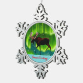 Grüße der Saison - Nordlichter Elche Schneeflocken Zinn-Ornament (Rechts)