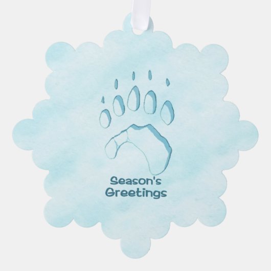 Grüße der Saison - Polar Bear Paw Print Ornament Karte (Vorderseite)