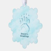 Grüße der Saison - Polar Bear Paw Print Ornament Karte (Linke Ecke)