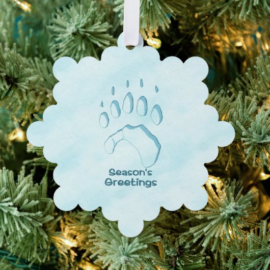 Grüße der Saison - Polar Bear Paw Print Ornament Karte (Insitu (Baum))