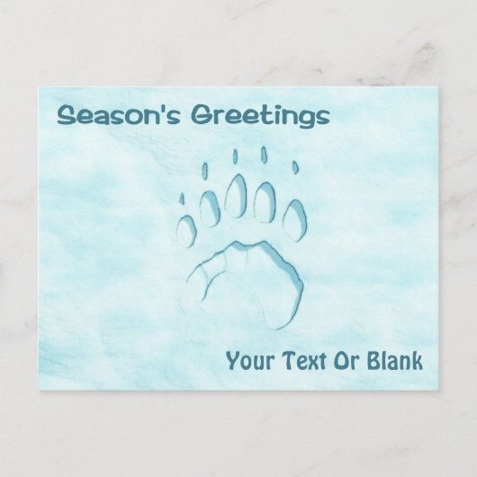 Grüße der Saison - Polar Bear Paw Print Postkarte (Vorderseite)