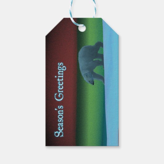 Grüße der Saison - Polarlichter Polarbär Geschenkanhänger (Vorderseite)