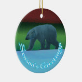 Grüße der Saison - Polarlichter Polarbär Keramikornament (Rechts)