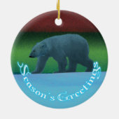 Grüße der Saison - Polarlichter Polarbär Keramikornament (Hinten)