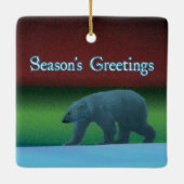 Grüße der Saison - Polarlichter Polarbär Keramikornament (Rückseite)