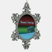 Grüße der Saison - Polarlichter Polarbär Schneeflocken Zinn-Ornament (Links)