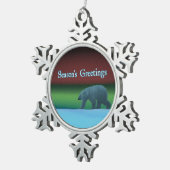 Grüße der Saison - Polarlichter Polarbär Schneeflocken Zinn-Ornament (Rechts)