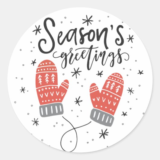 Grüße der Saison Red Mittens Holiday Sticker I (Vorderseite)