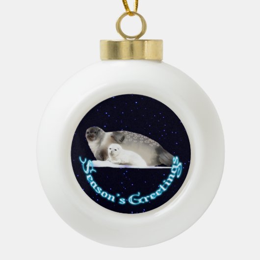 Grüße der Saison - Ringed Siegel Keramik Kugel-Ornament (Vorderseite)