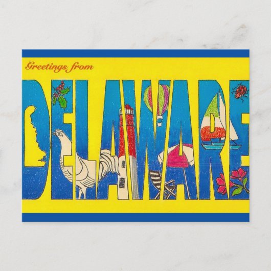 Grüße des Staates Delaware Postkarte (Vorderseite)