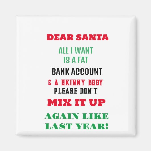 Grüße für den Weihnachtsmann und Wünsche Magnet (Vorne)