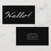 Grüße hallo der Schwarzweiss-Visitenkarte Visitenkarte (Vorne/Hinten)