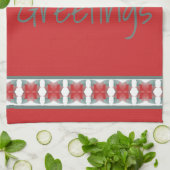 Grüße Handtuchferien Jahreszeit in Barn Rot Geschirrtuch (Gefaltet)