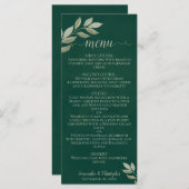 Grüße Hochzeit der Blätter Emerald & Sage Green Menükarte (Vorne/Hinten)