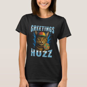 Grüße Huzz Bootleg Katze Lustig T-Shirt