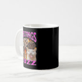Grüße Huzz Lustige Katze Meme Bootleg Grafik Männe Kaffeetasse (Vorderseite Links)