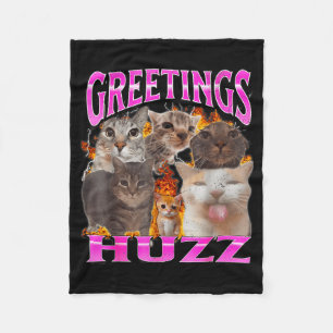 Grüße Huzz Lustige Katzen Meme Bootleg Grafik Männ Fleecedecke