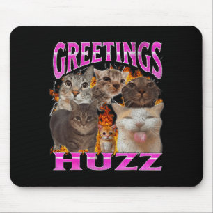 Grüße Huzz Lustige Katzen Meme Bootleg Grafik Männ Mousepad