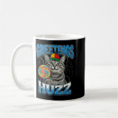 Grüße Huzz Lustiger Lutscher-Katzen-Meme Kaffeetasse (Links)