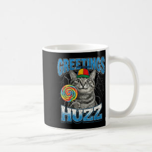 Grüße Huzz Lustiger Lutscher-Katzen-Meme  Kaffeetasse