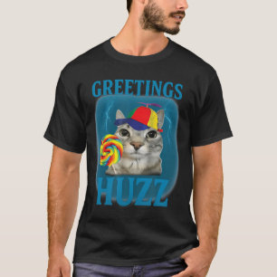 Grüße Huzz Lustiger Lutscher-Katzen-Meme T-Shirt