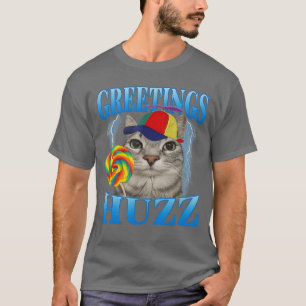 Grüße Huzz Lustiger Lutscher-Katzen-Meme vintage T-Shirt