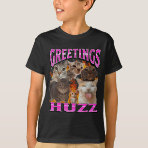 Grüße Huzz Lustiges Katzen-Meme-Bootleg-Grafik Män T-Shirt