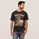 Grüße Huzz Lustiges Unhinged Cat Meme Bootleg T-Shirt (Vorne ganz)