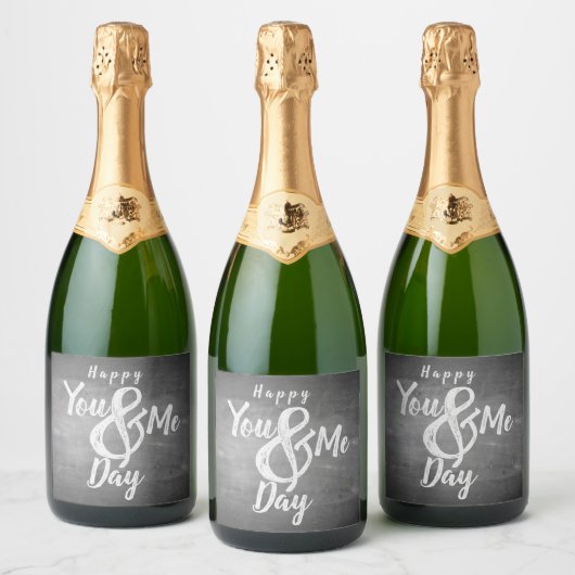 Grüße Jubiläum im Chalkboard-Look Schaumweinetikett (Flaschen)