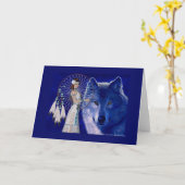 Grüße Karte für Indianerinnen und Wolf (Gelbe Blume)