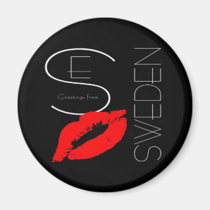 Grüße Lippenstift-Liebe-Kuss-Schwarzen Schwedens Magnet